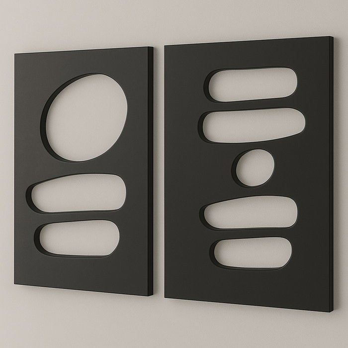 Wallity Conjunto de 2 Pinturas Decorativas de MDF 50 x 70 cm Negro Wallity Conjunto de 2 Pinturas Decorativas de MDF 50 x 70 cm Negro